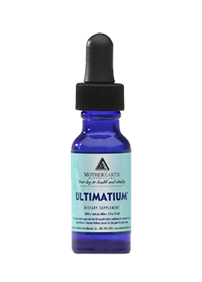 blue dropper bottle of liquid Ultimatium supplement